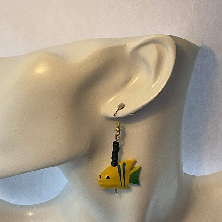 fish shaped wooden earring