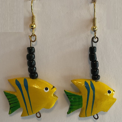 fish shaped wooden earring